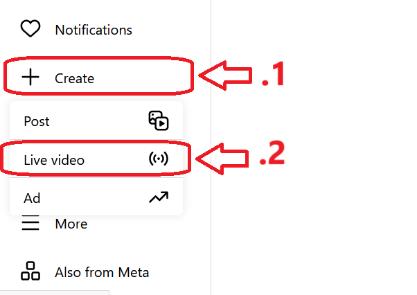 تصویر ۲ - صفحه Create → Live Video